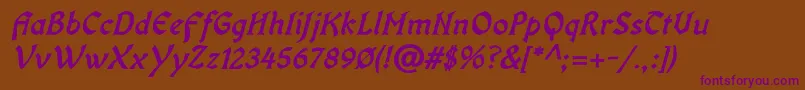 OldaniaadfstdBolditalic Font – Purple Fonts on Brown Background