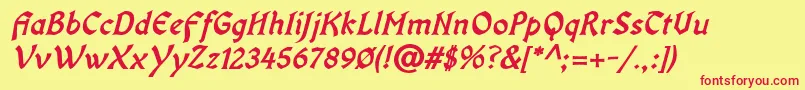 OldaniaadfstdBolditalic Font – Red Fonts on Yellow Background