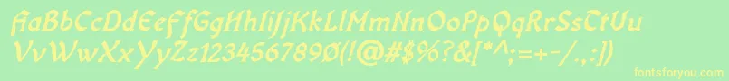 OldaniaadfstdBolditalic Font – Yellow Fonts on Green Background