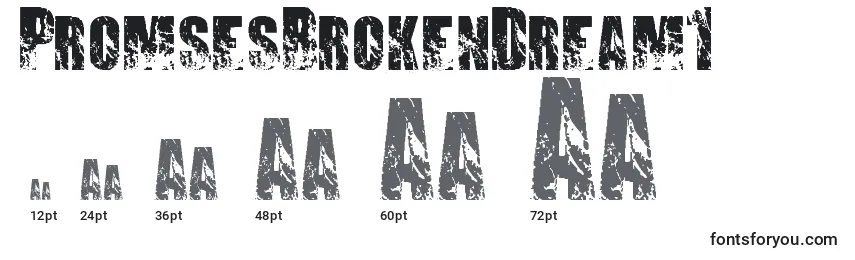 PromsesBrokenDream1 Font Sizes