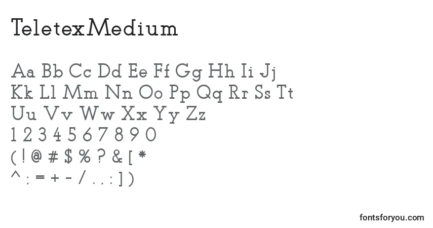 A fonte TeletexMedium – alfabeto, números, caracteres especiais