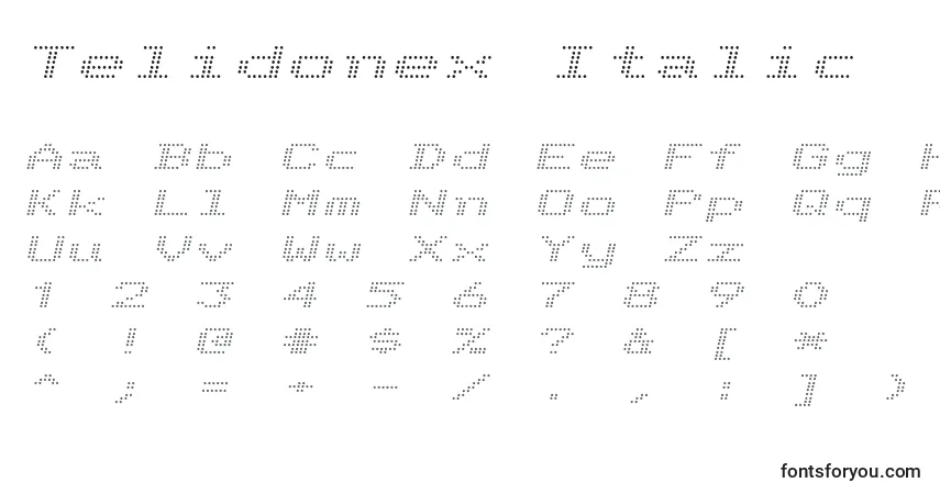 Telidonex Italic Font – alphabet, numbers, special characters