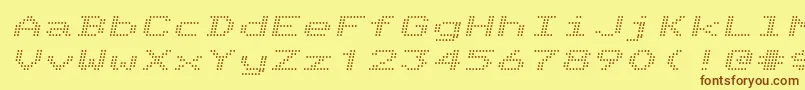 Fonte Telidonex Italic – fontes marrons em um fundo amarelo
