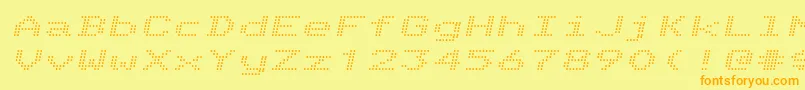 Fonte Telidonex Italic – fontes laranjas em um fundo amarelo