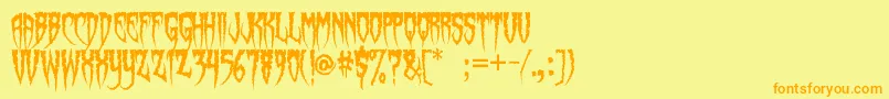 Spiderfingers-Schriftart – Orangefarbene Schriften auf gelbem Hintergrund