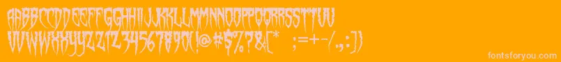 Spiderfingers-Schriftart – Rosa Schriften auf orangefarbenem Hintergrund