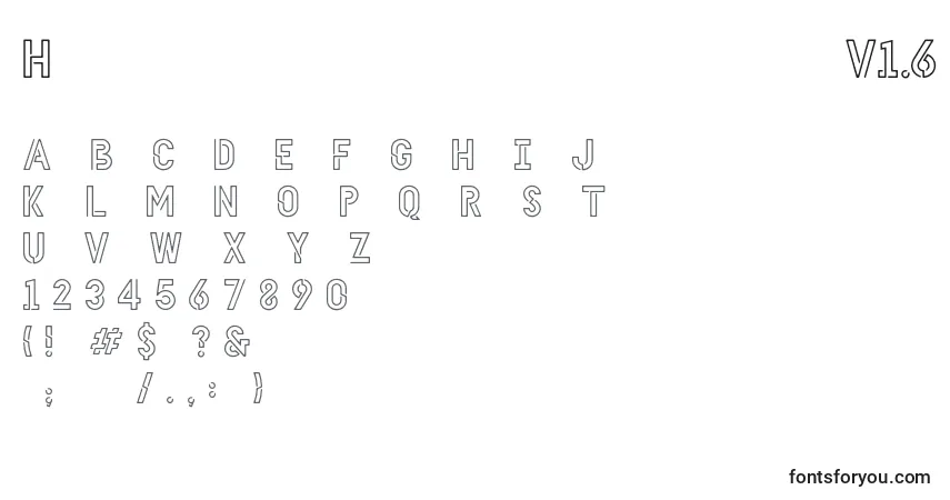 A fonte HellodenverdisplayregularV1.6 (59404) – alfabeto, números, caracteres especiais
