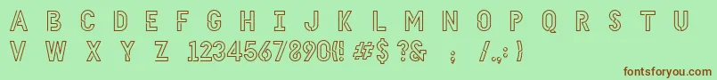 HellodenverdisplayregularV1.6-Schriftart – Braune Schriften auf grünem Hintergrund
