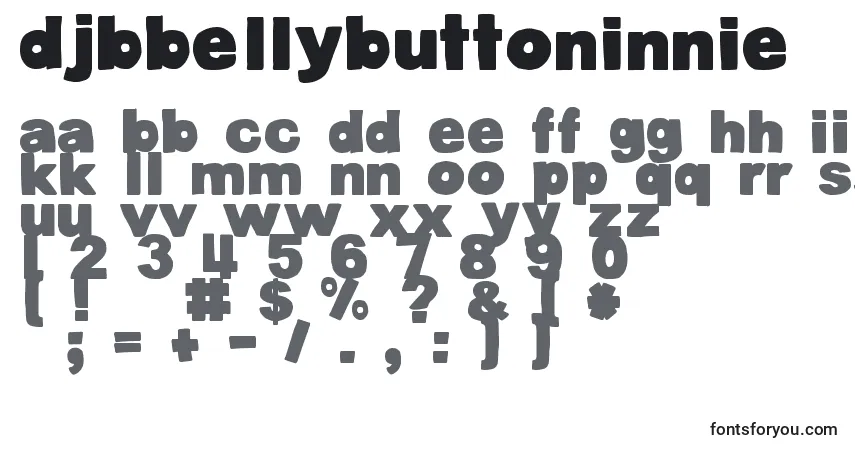 Czcionka DjbBellyButtonInnie – alfabet, cyfry, specjalne znaki