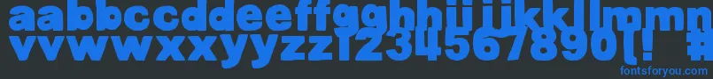 DjbBellyButtonInnie-Schriftart – Blaue Schriften auf schwarzem Hintergrund