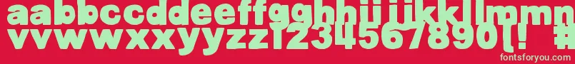 DjbBellyButtonInnie-Schriftart – Grüne Schriften auf rotem Hintergrund