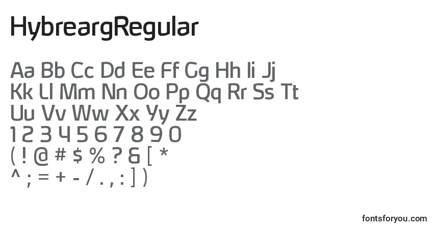 A fonte HybreargRegular – alfabeto, números, caracteres especiais