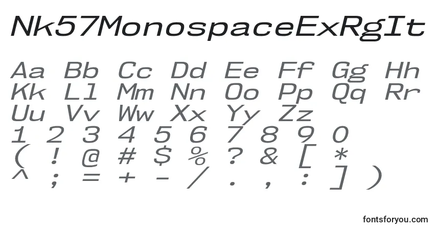 Шрифт Nk57MonospaceExRgIt – алфавит, цифры, специальные символы