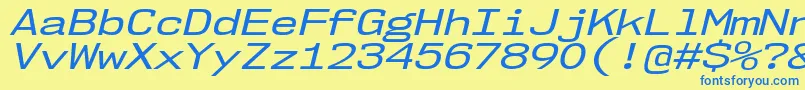 Nk57MonospaceExRgIt Font – Blue Fonts on Yellow Background