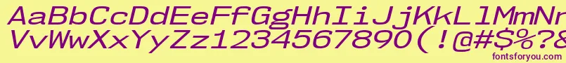 Nk57MonospaceExRgIt Font – Purple Fonts on Yellow Background