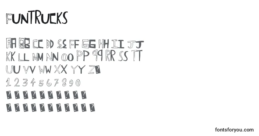 Czcionka Funtrucks – alfabet, cyfry, specjalne znaki