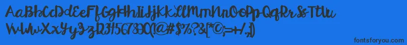 HelloEsliScript Font – Black Fonts on Blue Background