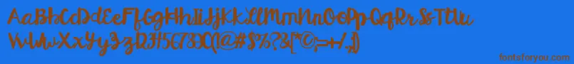 HelloEsliScript Font – Brown Fonts on Blue Background