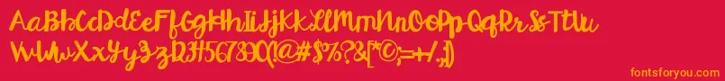 HelloEsliScript Font – Orange Fonts on Red Background