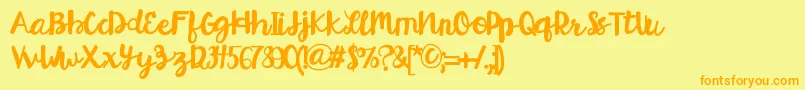 HelloEsliScript Font – Orange Fonts on Yellow Background