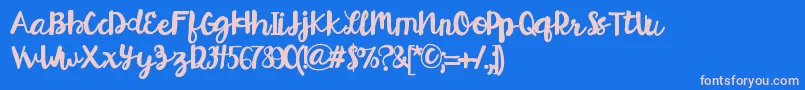 More about HelloEsliScript Font HelloEsliScript Font – Pink Fonts on Blue Background
