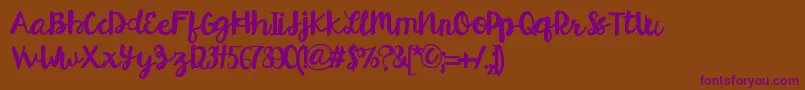 HelloEsliScript Font – Purple Fonts on Brown Background