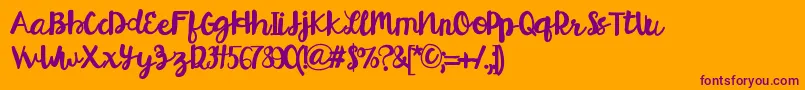 HelloEsliScript Font – Purple Fonts on Orange Background