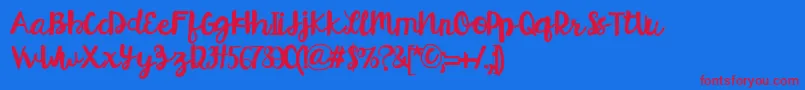 Czcionka HelloEsliScript – czerwone czcionki na niebieskim tle