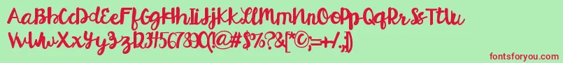 フォントHelloEsliScript – 赤い文字の緑の背景