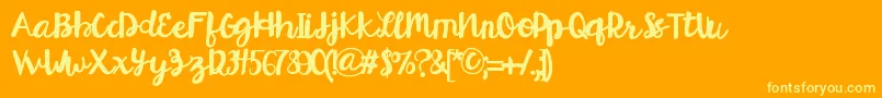 HelloEsliScript-Schriftart – Gelbe Schriften auf orangefarbenem Hintergrund