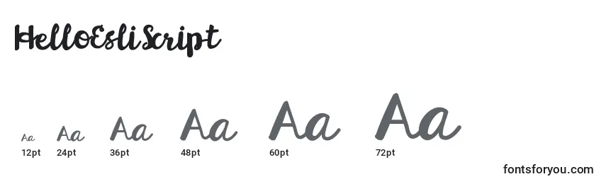 HelloEsliScript Font Sizes