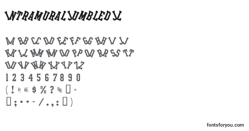 Schriftart IntramuralJumbledJl – Alphabet, Zahlen, spezielle Symbole
