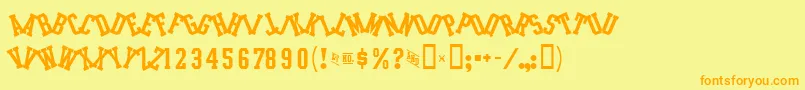 IntramuralJumbledJl Font – Orange Fonts on Yellow Background