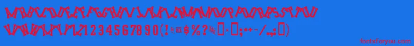 IntramuralJumbledJl Font – Red Fonts on Blue Background