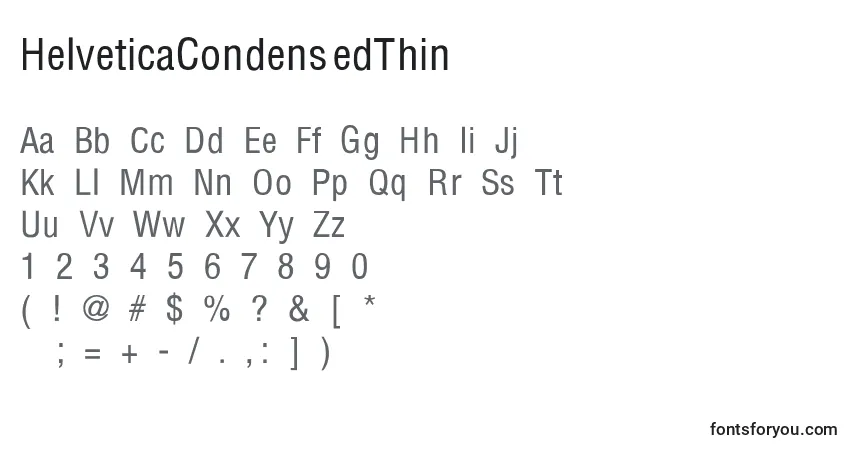 Шрифт HelveticaCondensedThin – алфавит, цифры, специальные символы