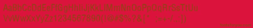 HelveticaCondensedThin-Schriftart – Braune Schriften auf rotem Hintergrund