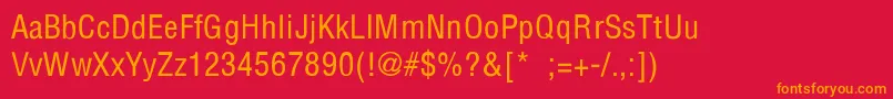 フォントHelveticaCondensedThin – 赤い背景にオレンジの文字