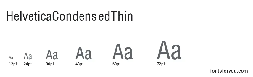 Rozmiary czcionki HelveticaCondensedThin