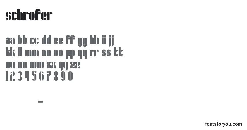 Schriftart Schrofer – Alphabet, Zahlen, spezielle Symbole