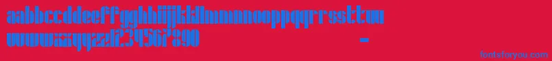 Schrofer-Schriftart – Blaue Schriften auf rotem Hintergrund