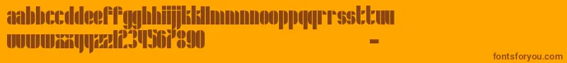 Schrofer-Schriftart – Braune Schriften auf orangefarbenem Hintergrund