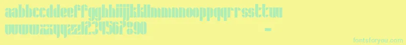 フォントSchrofer – 黄色い背景に緑の文字