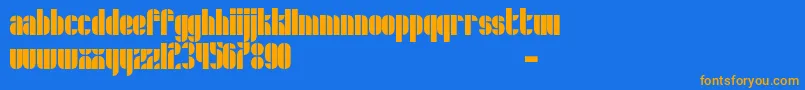 フォントSchrofer – オレンジ色の文字が青い背景にあります。