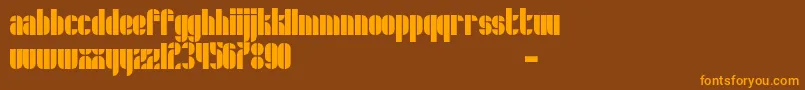 フォントSchrofer – オレンジ色の文字が茶色の背景にあります。