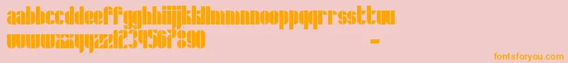 フォントSchrofer – オレンジの文字がピンクの背景にあります。
