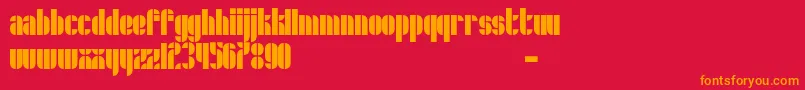 フォントSchrofer – 赤い背景にオレンジの文字