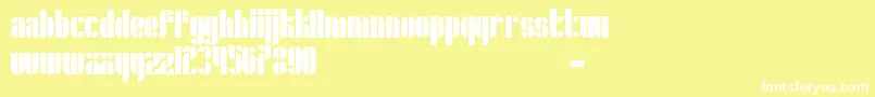 フォントSchrofer – 黄色い背景に白い文字