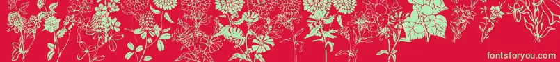 DtFlowers1-fontti – vihreät fontit punaisella taustalla