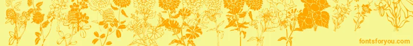 DtFlowers1-fontti – oranssit fontit keltaisella taustalla