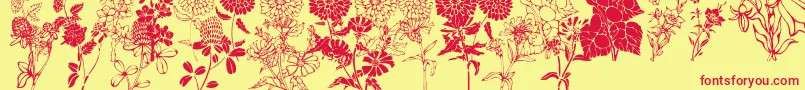 フォントDtFlowers1 – 赤い文字の黄色い背景